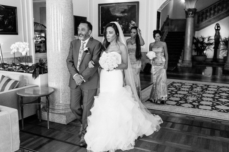 Bride and father Royal Hotel Sanremo