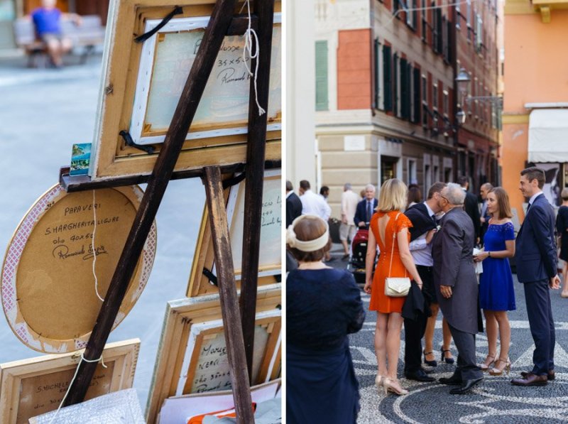 Wedding guests and canvas