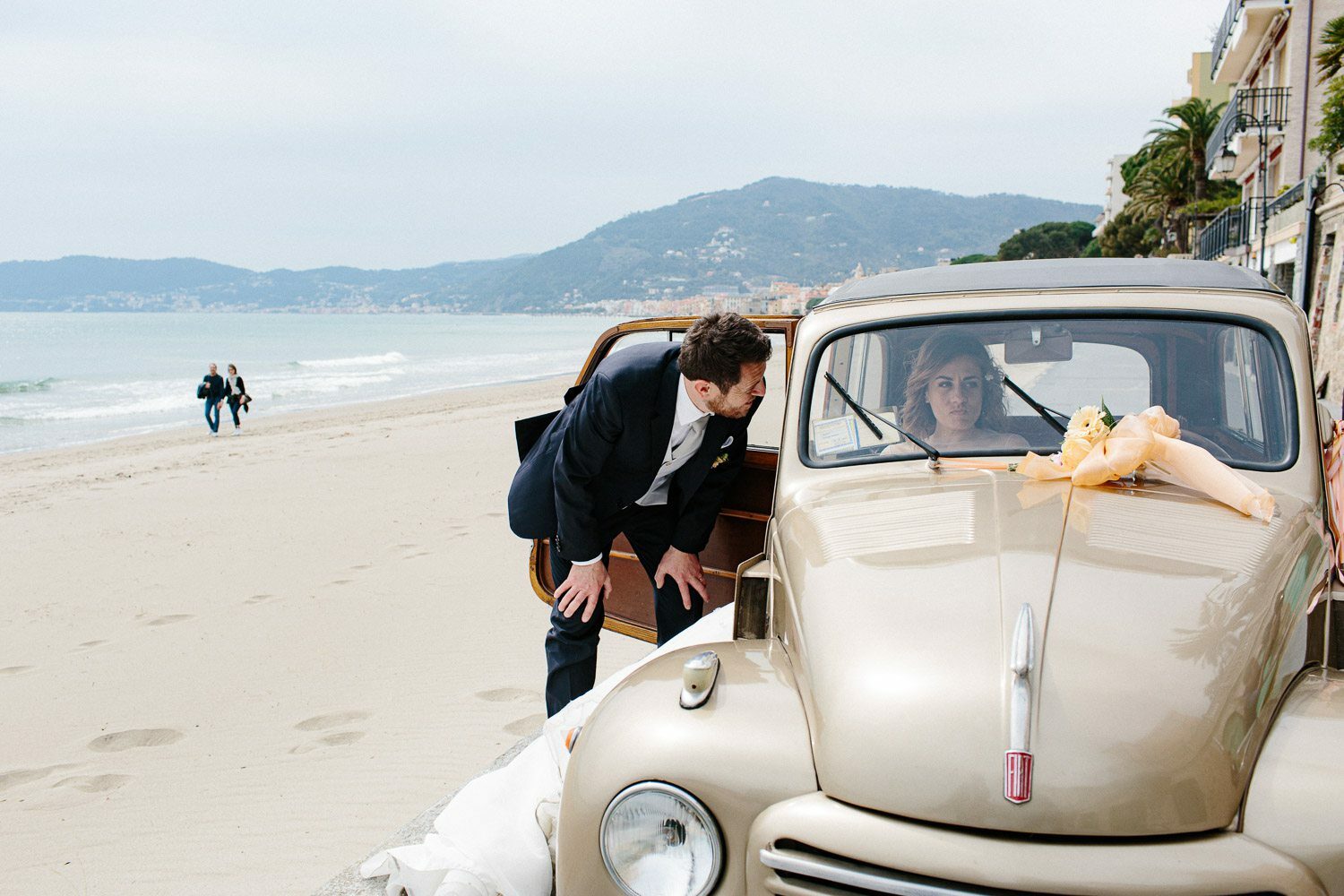 Alassio Beach Wedding Car Italy Liguria Luca Vieri photographer