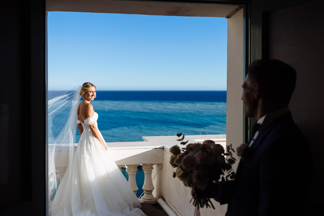 Sposa Bordighera mare Luca Vieri fotografo