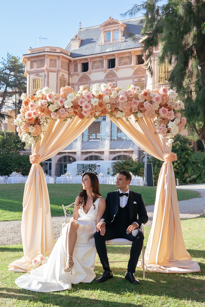 Cerimonia Matrimonio a Villa Nobel Sanremo fiori allestimento Luca Vieri fortografo
