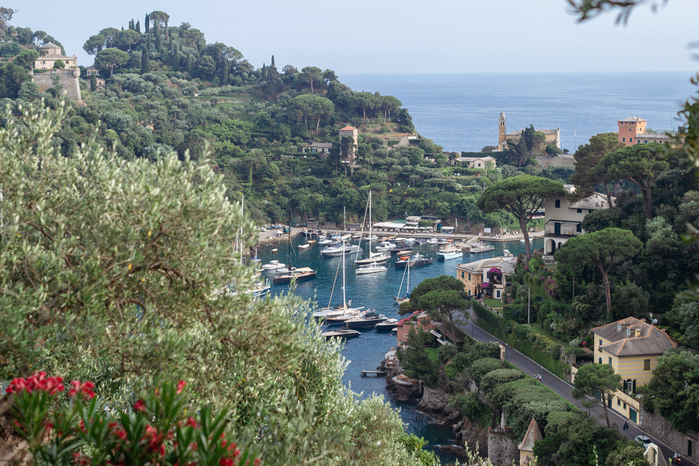 View over Portofino harbour and the Ligurian coast from Hotel Splendido