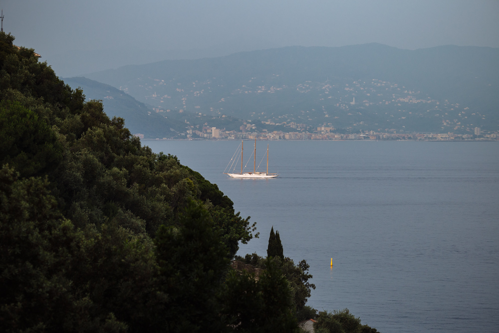 Evening view over the sea from Portofino on the Ligurian coast