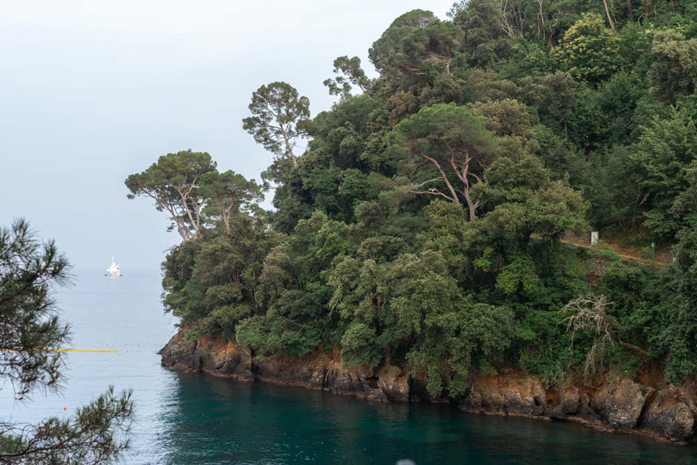 View of the coastline and cove in Portofino, Liguria
